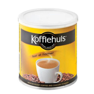 Koffiehuis Medium Roast Coffee Chicory Blend 250g Tin | South African Instant Coffee With Smooth Balanced Flavor Everyday Hot Beverage Pantry Essential