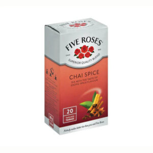 Five Roses Chai Spice Tea 20 Count | South African Black Tea Infused Warm Exotic Spices Smooth Aromatic Flavor Tagless Teabags Pantry Beverage Essential