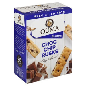 Ouma Choc Chip Rusks Sliced Special Edition | Ouma South African Rusks with Chocolate Chips | Traditional Crunchy Tea Coffee Snack Biscuit Pack