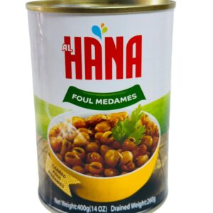 Al Hana Foul Medames 14 oz (400g) – Canned Fava Beans – Ready to Eat Middle Eastern Foul Mudammas – Mediterranean Style Cooked Broad Beans – Traditional Egyptian Breakfast Food
