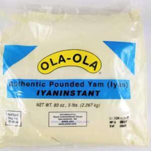 OLA-OLA Authentic Pounded Yam Iyan Instant Flour 5lb (80 oz) – Nigerian African Fufu Yam Powder – Smooth Stretchy Traditional Iyan Pounded Yam Swallow – Gluten Free African Food Staple for Egusi Ogbono Okra Soups