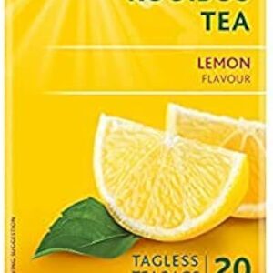 Freshpak Rooibos Lemon Flavour Tea 20 Count | South African Caffeine Free Herbal Rooibos With Citrus Taste Tagless Teabags Smooth Everyday Beverage