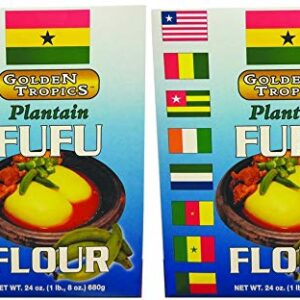 Golden Tropics Plantain Fufu Flour 24 oz (680g) – Premium African Plantain Flour for Fufu, Swallow, Gluten Free Plantain Fufu Mix, Nigerian Ghanaian Caribbean Fufu Alternative, Paleo Friendly, Vegan, Non-GMO, Easy to Prepare
