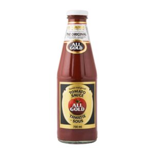 All Gold Tomato Sauce 700 ml Bottle – Original South African Tomato Sauce, Rich & Tangy Ketchup-Style Sauce, No Preservatives, No Artificial Colours, Classic Tomato Condiment for Burgers, Fries, Hot Dogs, Braai, Grilling & Everyday Meals