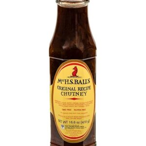 Mrs Balls Extra Hot Chutney – Authentic South African Hot Chutney, Spicy Fruit Condiment for Meats, Curries & Grilling – 16.6 oz (470g) Glass Bottle