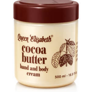 Queen Elisabeth Cocoa Butter Hand and Body Cream 500ml / 16.9 fl oz – Deep Moisturizing Body Lotion for Dry Skin, Intensive Hydration Cream for Hands, Legs and Full Body, Nourishing Cocoa Butter Moisturizer for Smooth Soft Skin Care