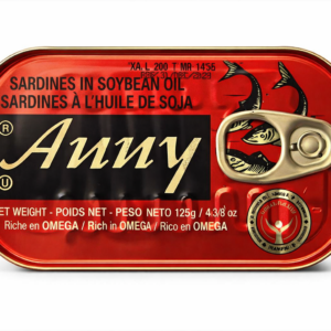 Anny Sardines in Soybean Oil 125g (4.38 oz) – Premium Canned Sardines, Omega Rich Seafood, Ready to Eat Protein, Wild Sardines Fish Fillets, Gourmet Tinned Fish, High Protein Pantry Staple, Healthy Seafood Snack, Imported Sardines Tin