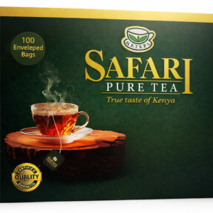 Safari Pure Tea – Premium Kenyan Black Tea Bags, 100 Enveloped Tea Bags, Strong Bold African Tea, Rich Full-Body Flavor, Natural Energy Tea, Smooth Breakfast & Chai Tea, Authentic Kenya Tea for Hot or Iced Brewing