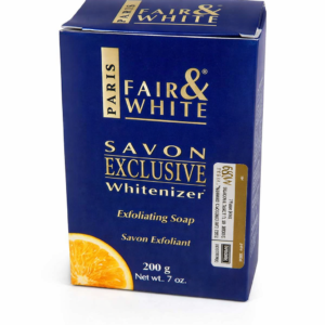 Fair & White Paris Savon Exclusive Whitener Exfoliating Soap 200g (7 oz) – Brightening Soap Bar for Dark Spots, Uneven Skin Tone, Exfoliation, Cleansing, Smoothing & Radiant Skin