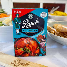 Rajah Mild Masala Curry Powder – Authentic Indian Curry Spice Blend – Mild Heat Traditional Masala Seasoning for Chicken, Meat, Fish, Vegetables, Rice & Vegan Cooking – Aromatic Curry Powder for Everyday Home Cooking