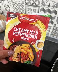 Schwartz Creamy Mild Peppercorn Sauce Mix, Rich & Smooth Peppercorn Gravy with Black Pepper Flavor, Easy Pepper Sauce for Steak, Chicken, Pork & Vegetables, Authentic British Seasoning Mix, Quick Ready Sauce Packet